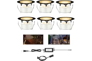 YZGWZLD Recessed LED Deck Lights Kits,6Pack Φ1.78 Step Lights Kits In Ground Outdoor LED Landscape Lighting IP67 Waterproof, 12V Low Voltage for Garden,Yard Steps,Stair,Patio,Floor,Deck Railings
