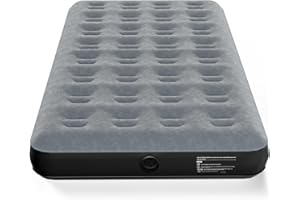 SPRINQ Twin Inflatable Mattress for Camping, 10" Raised Flocked Surface Twin Air Mattress with Carry Bag, Durable Portable Blow Up Bed for Tents Travel Home Guests (No Pump), Black Gray