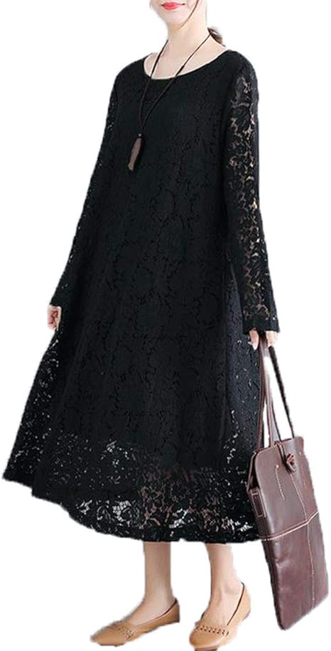 Amazon アイビエツ Aibietu レディース 長袖 レース ワンピース ゆったり 通勤 マキシ丈 パーティー お呼ばれ 二次会 結婚式 フレア シースルードレス コート ジャケット 通販