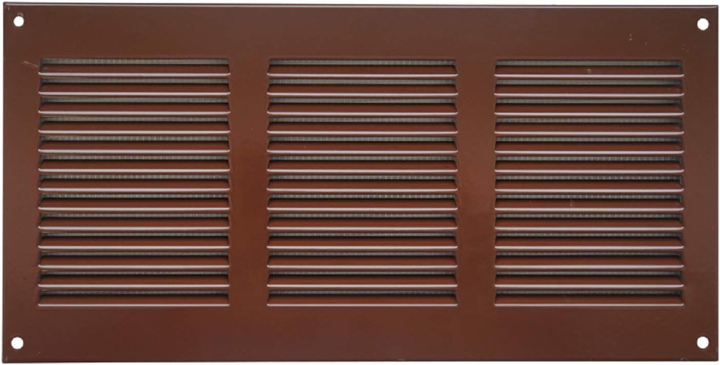 300x100mm / 12x4" inch Brown Metal Air Vent Grille Cover with Insect Mesh - Ventilation Cover