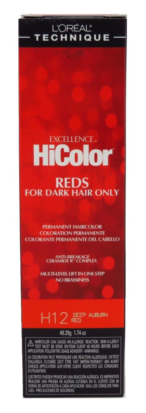 Loreal Excel Hicolor H12 Tube Deep Auburn Red 1.74oz (2 Pack)