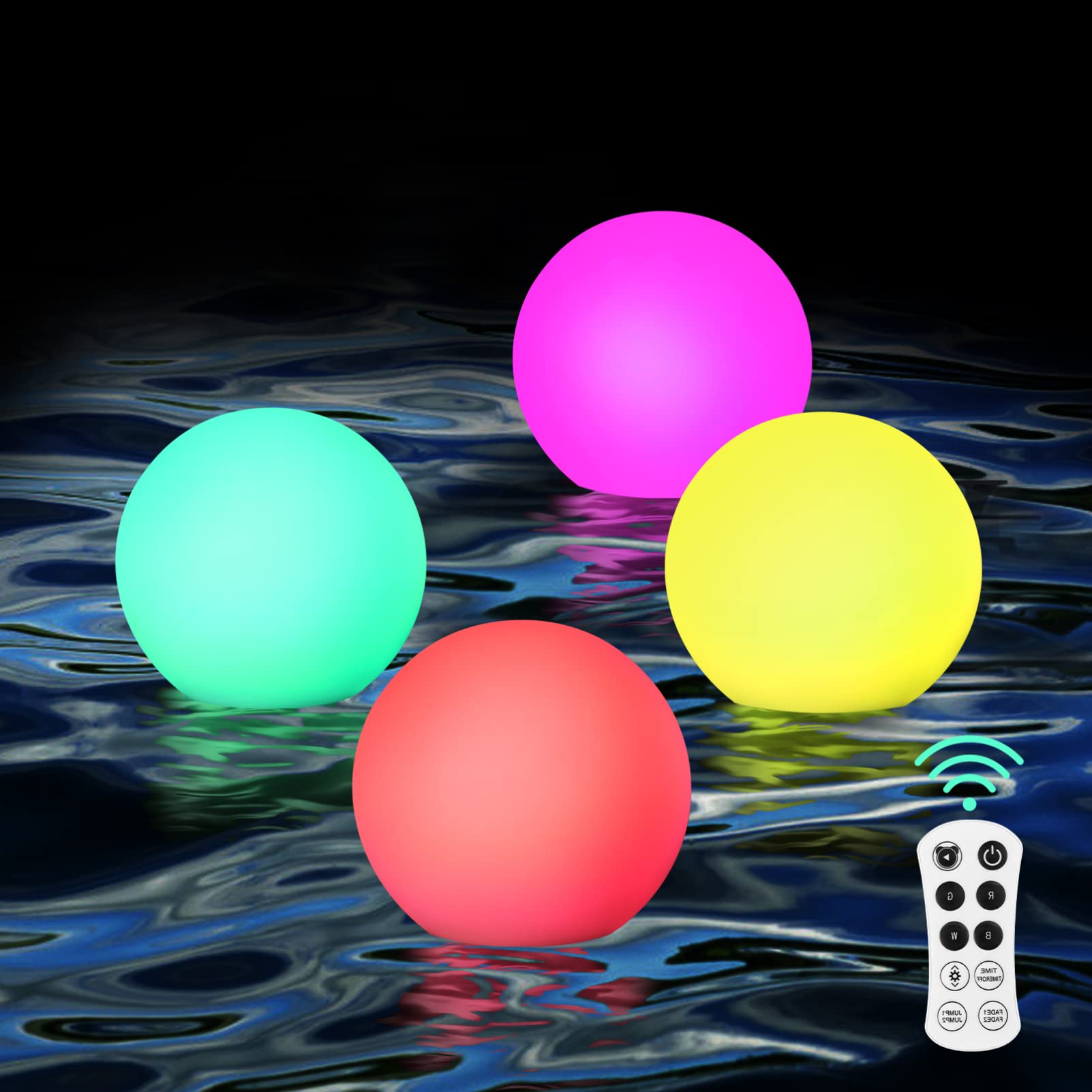 OSALADI Floating Pool Lights Rechargeable, Color Changing, IP68 Waterproof LED Glow Floating Night Lights for Pond Garden Party, 4 Pack