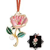 FurniGift Rose Christmas Ornaments 2025- Metal Flower with Rhinestones Ornaments for Hanging Christmas Tree,Keepsake Gifts for Women Girls Mom Sister Friend