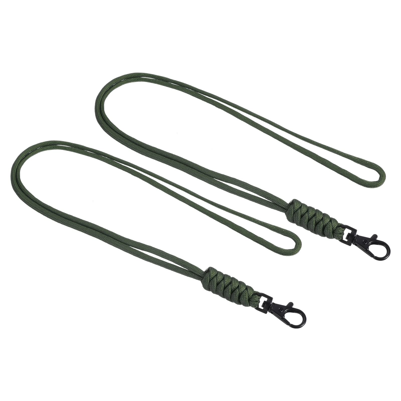 PATIKIL Paracord Lanyard with Lobster Clasp 19 Inch, 2 Pack Necklace Keychain Cord Metal Hook Strap for Keys Whistle Badge Holder, Green