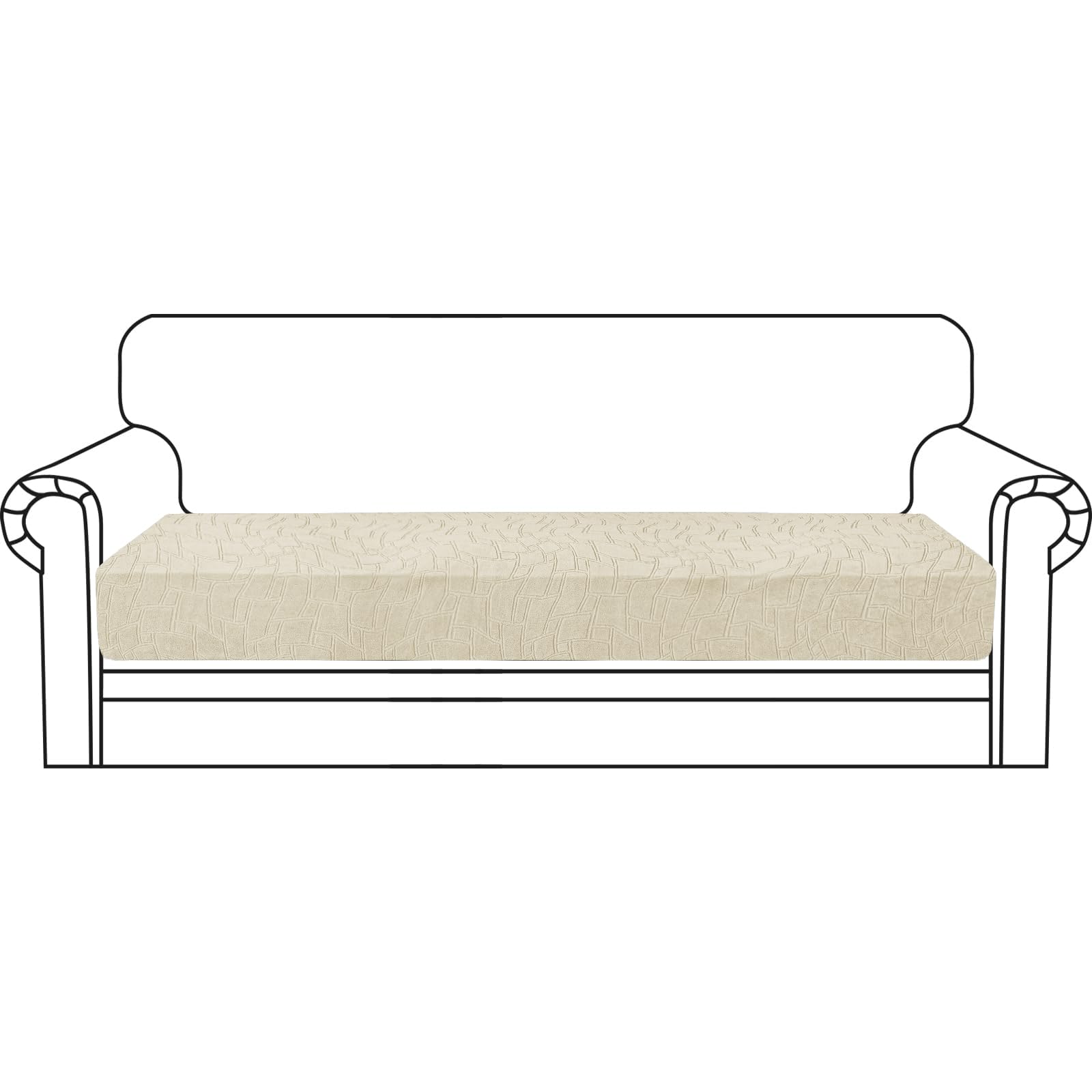 MAXIJIN Waterproof Sofa Seat Cushion Cover Jacquard Fabric Sofa Seat Cover Non-Slip Couch Seat Slipcover Protector with Elastic Bottom (Beige, 3 Seater)
