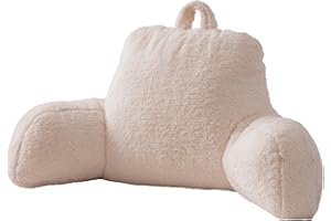 Aimuan Reading Pillow Bed Rest Wedge Large Adult Backrest Pillow with Arms Back Support for Sitting Up in Bed Cushion Incline Rest Sleeping Snoring Pillow,Sherpa Ivory Standard