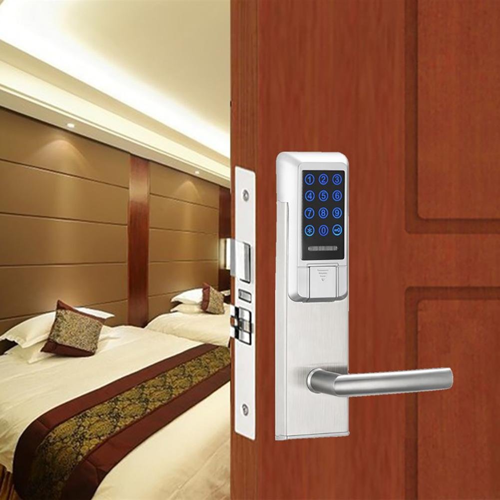 TDJDYQ Stainless steel Apartment Home Password Intelligent Electronic Induction Mifare card Password Smart Lock Keyless entry, Silver