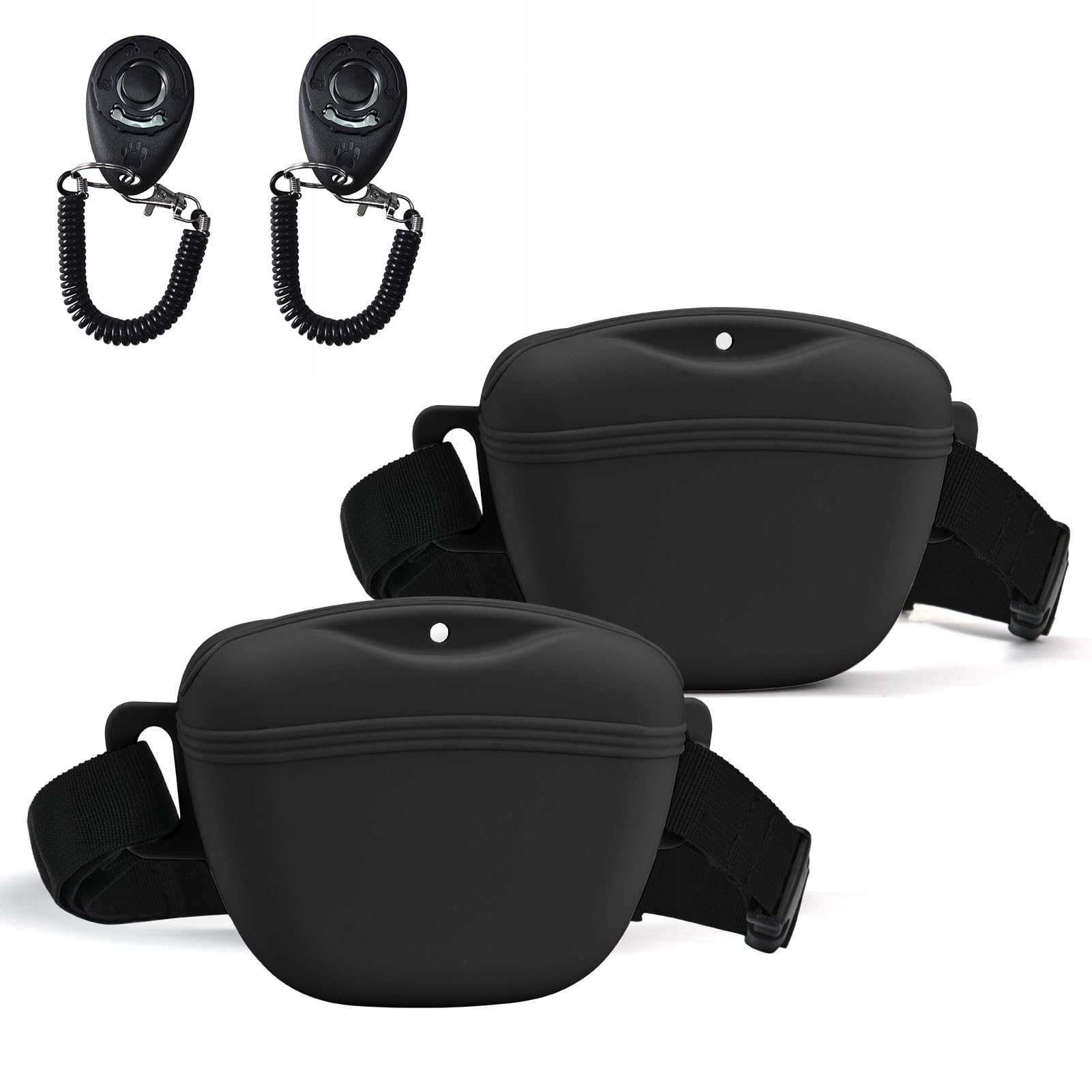 AUDWUD Upgraded Version of Silicone Treat Bag,Thicker and Stronger,Tighter Sealing;Comes with a Belt for Convenient Wearing;also Includes a Training Clicker for Easy Dog Training