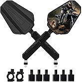 Adventure Motorcycle Mirrors, Foldable Motorbike Rear View Side Mirror W/Ball-Head Universal 10MM 8MM Screw and 7/8" Handlebar for ATV ADV Street Dirt Bike Ebike Scooter Quad Off-Road-Motorcycles