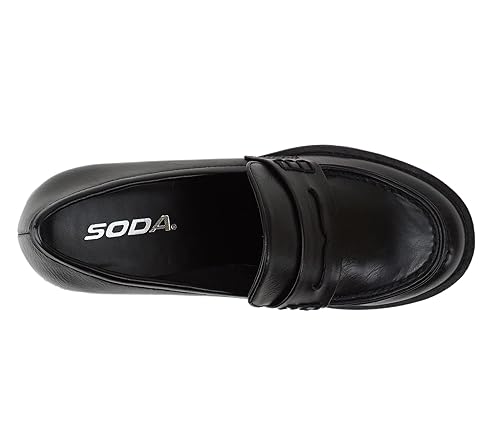 Soda “Kinder” Women Slip On Chunky Mid Heel Lug Sole Penny