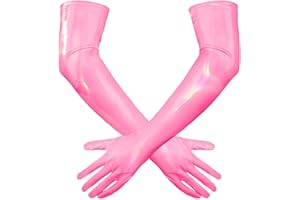 Ausing Women's PU Leather Long Gloves Shiny Metallic Wet Look Gloves Sexy Opera Gloves