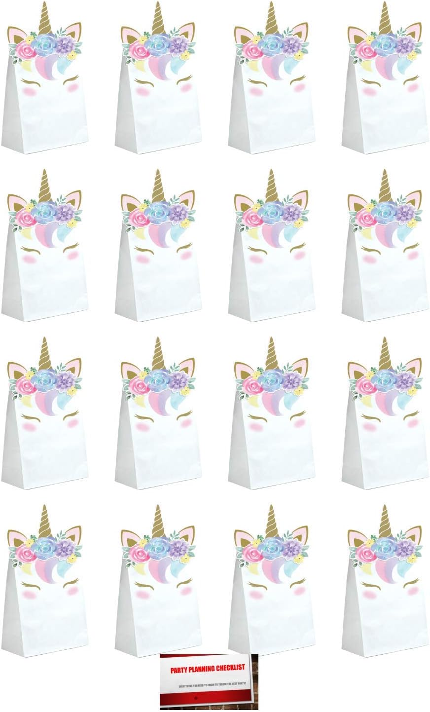Unicorn Baby (16 Pack Rainbow Sparkle Party Paper Loot Treat Candy Favor Bags (Plus Party Planning Checklist by Mikes Super Store)