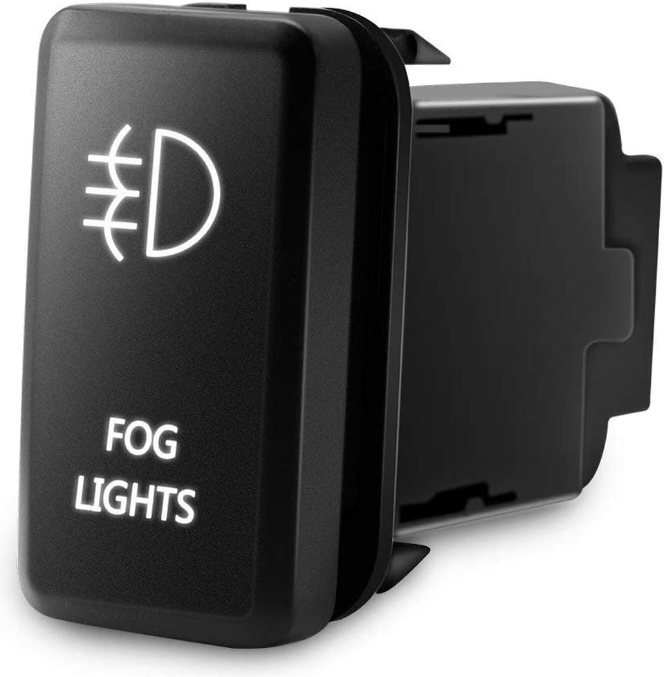 MNJ Motor White FOG LIGHTS Symbol Push Switch with Wiring Kit for Toyota (Surface Size 1.54 x 0.83 inches)