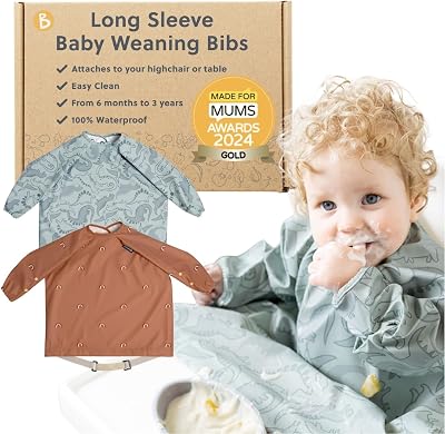 BIBaDO Long Sleeve Baby Bibs Coverall Weaning Bib 6-36 Months Waterproof