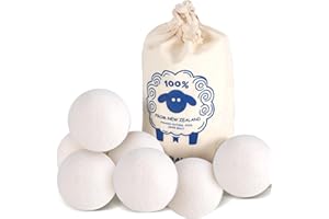 GNVOP Wool Dryer Balls (2.4")6-Pack, Dryer Balls Laundry Reusable, Natural Fabric Softener, Reduces Clothing Wrinkles, Cuts Drying Time, A More Effective Alternative to Plastic Balls and Liquid Softeners