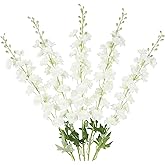 INSUNSIX Ivory Flowers 33.86" Delphinium Artificial Flwoers Cream White Fake Flowers 5PCS Long Stem Snapdragon Flowers for Tall Vase for Wedding Centerpieces Home Party Decor (Cream White)