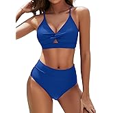 Sucrefas Women's High Waisted Bikini Set Two Piece Twist Knot Swimsuit Criss Cross Bathing Suit