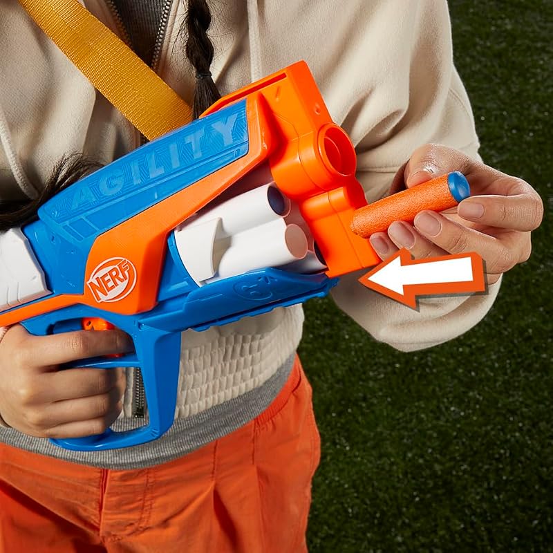Lanzador N Series Agility con 12 Dardos, Tambor Rotatorio de 6 Dardos, Actividades al Aire Libre, Regalo de Reyes Magos y Papá Noel para Niños y Niñas de 8 Años o Más