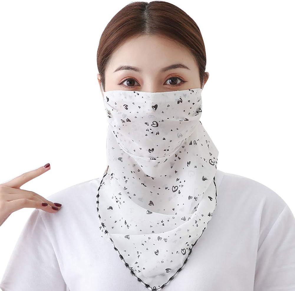 WillowswayW Fashion Printed Scarf Women Anti UV Sun Breathable Full Face Veils for Outdoor Cycling