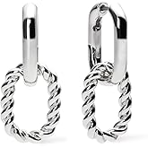 Ana Luisa Ash Double Hoop Earrings for Women - 14K Gold Plated, Silver & Two-Tone Drop Dangle Hoop Earring - Trendy Paperclip Link Huggie Hoop - Hypoallergenic, Water-Resistant & Tarnish-Free Jewelry