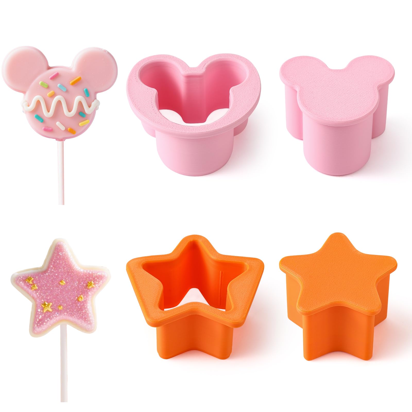 Photo 1 of * only comes with the star
 Mouse Star Shaped Cake Pop Cutter and Pusher, 3D Printed Cake Pop Molds Shapes Press Set, Baking Molds for Home Baking, Kids Cooking, Birthday Parties, Wedding Desserts