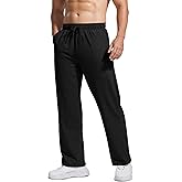 PINSPARK Men's Lightweight Sweatpants Cotton Yoga Pants Baggy Sweat Pants Open Bottom Lounge Jogger Sweatpants with Pockets