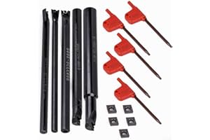 5-Piece Internal Boring Bar Set SCLCR06 with CCMT0602 Inserts, Steel Turning Tool Holder for Lathe For Semi-Finishing, 95 Deg
