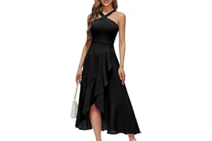 Bbonlinedress Halter Cocktail Women Dresses Prom Formal Wedding Bridesmaid Dress Ruffled Maxi Hi-Lo Evening Party 2025 Dress