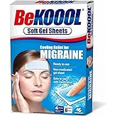 Be Koool Cooling Relief for Migraine, Soft Gel Sheets, 4 Sheets (Pack of 4) | Drug-free soft gel patches provide cooling comfort and can be refrigerated for extra cooling.