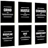 Throwback Traits Motivational Wall Decor for Office – Inspirational Wall Art & Motivational Posters Set, Black and White Office Wall Art for Home Office, Workspace or Gym – 6 Pack 11x17 Inch Posters