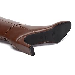 Athlefit Brown Knee High Boots for Women Square Toe