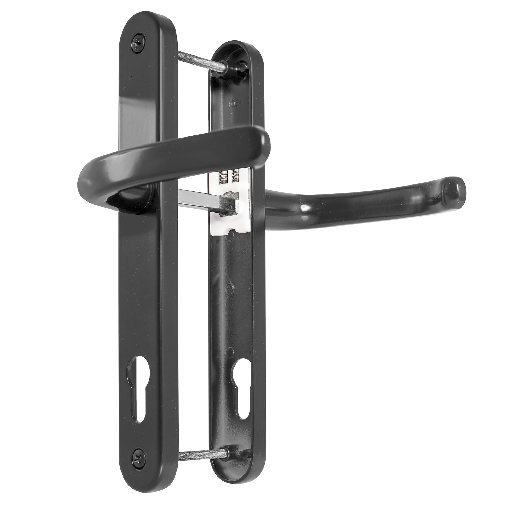 TSS UPVC Door Handle Set in Anthracite Grey, 92mm PZ (Centres), Lever/Lever, Screw to Screw 210mm with Backplate 242mm x 34mm - Grey Replacement PVC Door Handle