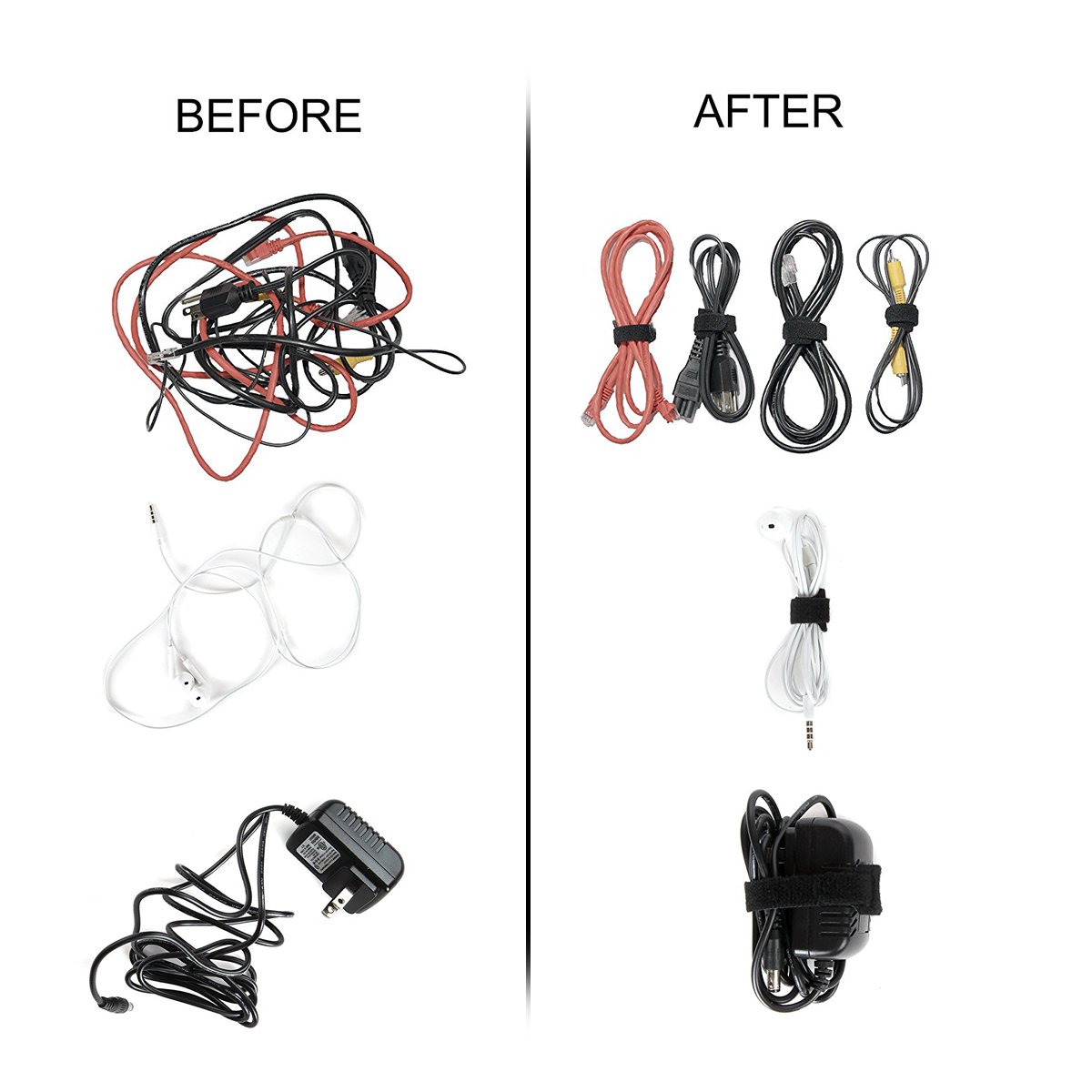 Rocita 50 PCS Reusable Fastening Cable Ties Cable Strap Wire Organizer for Desk Home Office (Black)