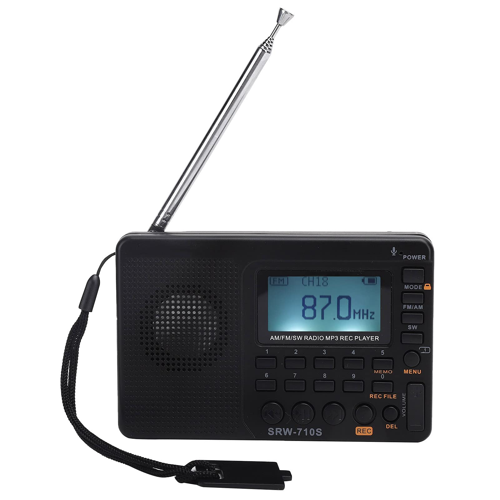 Portable FM AM SW Digital Radio with LED Display, MultiFunctionRecorder Audio Player with Memory Function, Large Memory Stereo Radio Support Memory Card