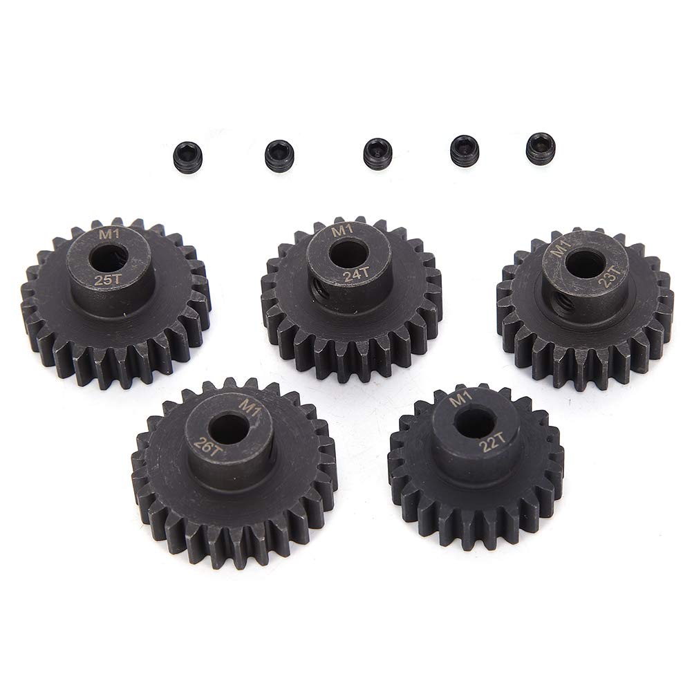 VGEBY RC Car Gear,Steel Motor Gear Kit 5mm Inner Hole 22T 23T 24T 25T 26T Motor Pinion Gears Parts Set RC Accessory, VGEBYXCST1GN4RB