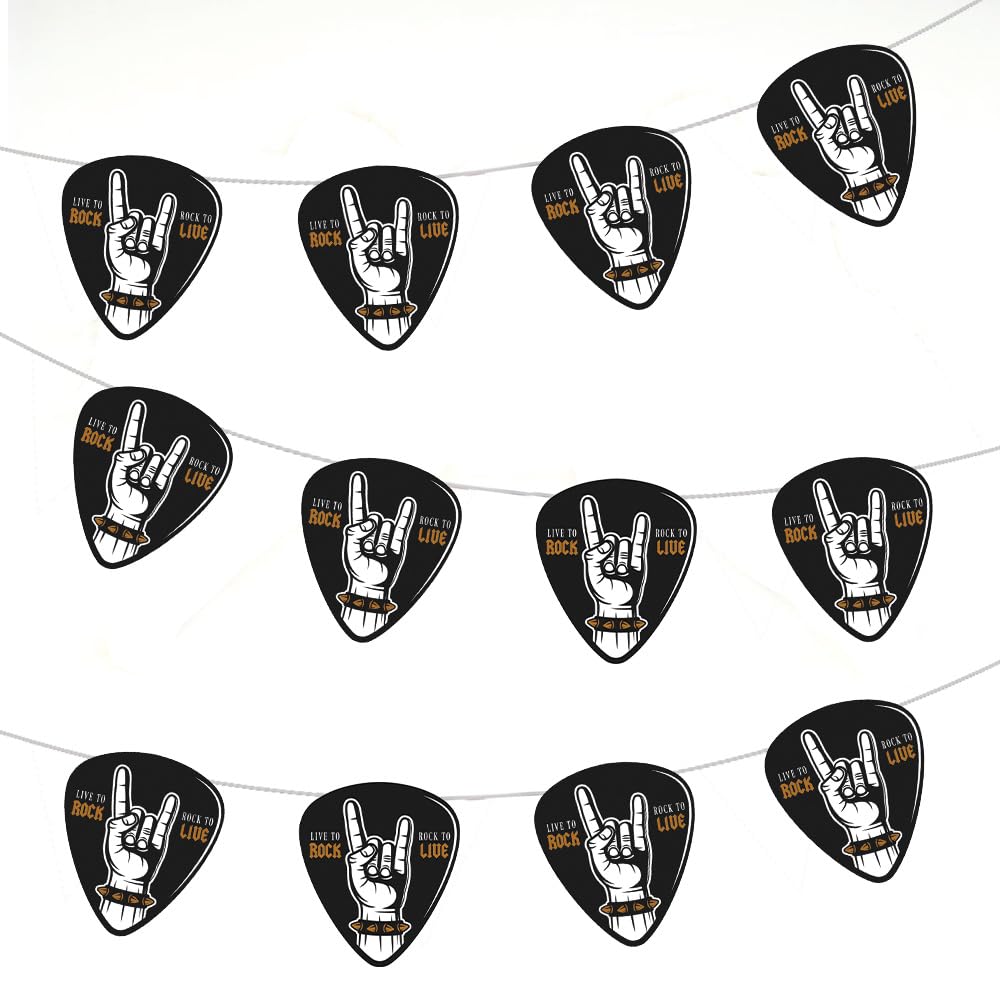 AK Giftshop Rock and Roll Heavy Metal Bunting Party Decorations - 12pcs / 2.5m Ribbon