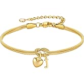 M MOOHAM Initial Knot Bracelets for Women - 18K Gold Plated Initial Knot Bracelets for Women Teen Girls, Trendy Letter A-Z Love Charm Bracelet Dainty Jewelry Womens Bridesmaid Birthday Gifts