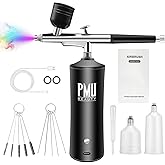Airbrush Kit with Compressor Cordless High-Pressure Auto Start Air Brush Gun with 0.3mm Nozzle Cleaning Brush Set Dual Action for Brow Shape, Barber, Tattoo, Nail Art, Makeup, Painting, Cake Decor