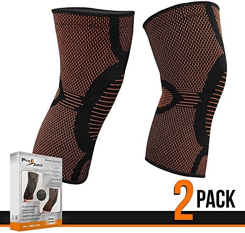 Pro Joint 2 Pack Compression Support Sleeve Knee Brace, Relieves Meniscus, Arthritis, Joint Pain, For Running, Basketball, Sports, Stay Active During Recovery From Injury (Size M)