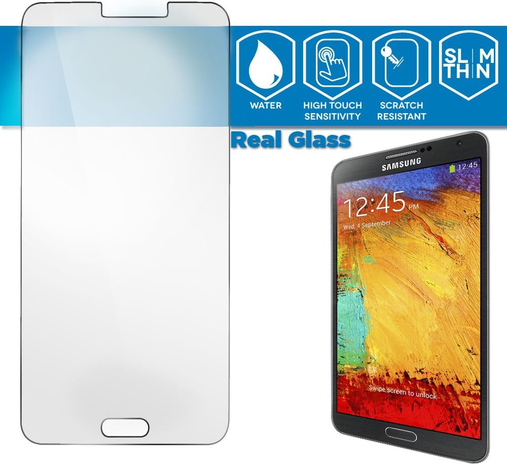 HERO GLASS 0.18mm Tempered Glass Screen Protector for Samsung Galaxy Note 3 (Made From Real Flexible Glass, Shatterproof, 2.5d Rounded Edges and Oleophobic Coating)