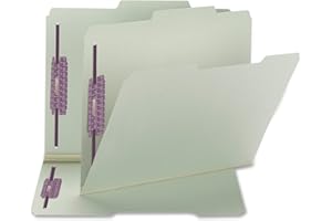 Smead Pressboard Fastener File Folder with SafeSHIELD Fasteners, 2 Fasteners, 2/5-Cut Tab Right of Center Position, 2" Expansion, Guide Height, Letter Size, Gray/Green, 25 per Box (14982)