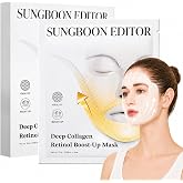 SUNGBOON EDITOR Deep Collagen Retinol V-Line Lift Up Mask, Face&amp;Neck, 4ea | Collagen, Retinol, Volufiline, Face &amp; Neck Coverage, Jawline Care, Firming Support, V-Line Mask, Korean Skin Care