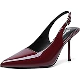 RIBONGZ Sexy Slingback Pumps Elegant Dressy Heels for Women Closed Toe Pointy High Heels Wedding Bride Prom Party Evening Shoes