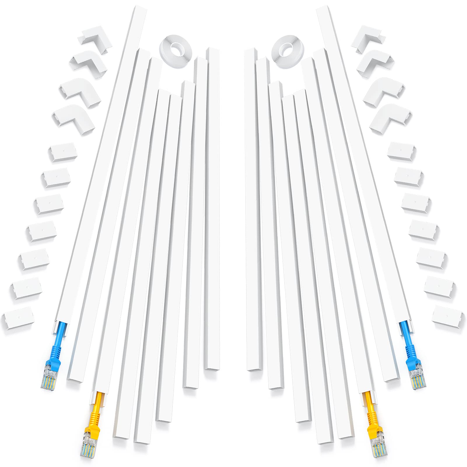 Photo 1 of 250in Cord Hider,One-Line Cable Hider,Yecaye Small Cord Covers for Wires on Wall System,Cable Raceway Kit for Max 2 Cords,Wire Hiders for Tv on Wall,Wire Hider,16XL15.7in W0.59in H0.4in,White