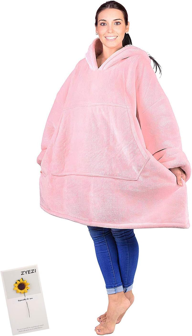 ZYEZI Sweat À Capuche Robe, Couverture De Sweat Chaud À Capuche Poche