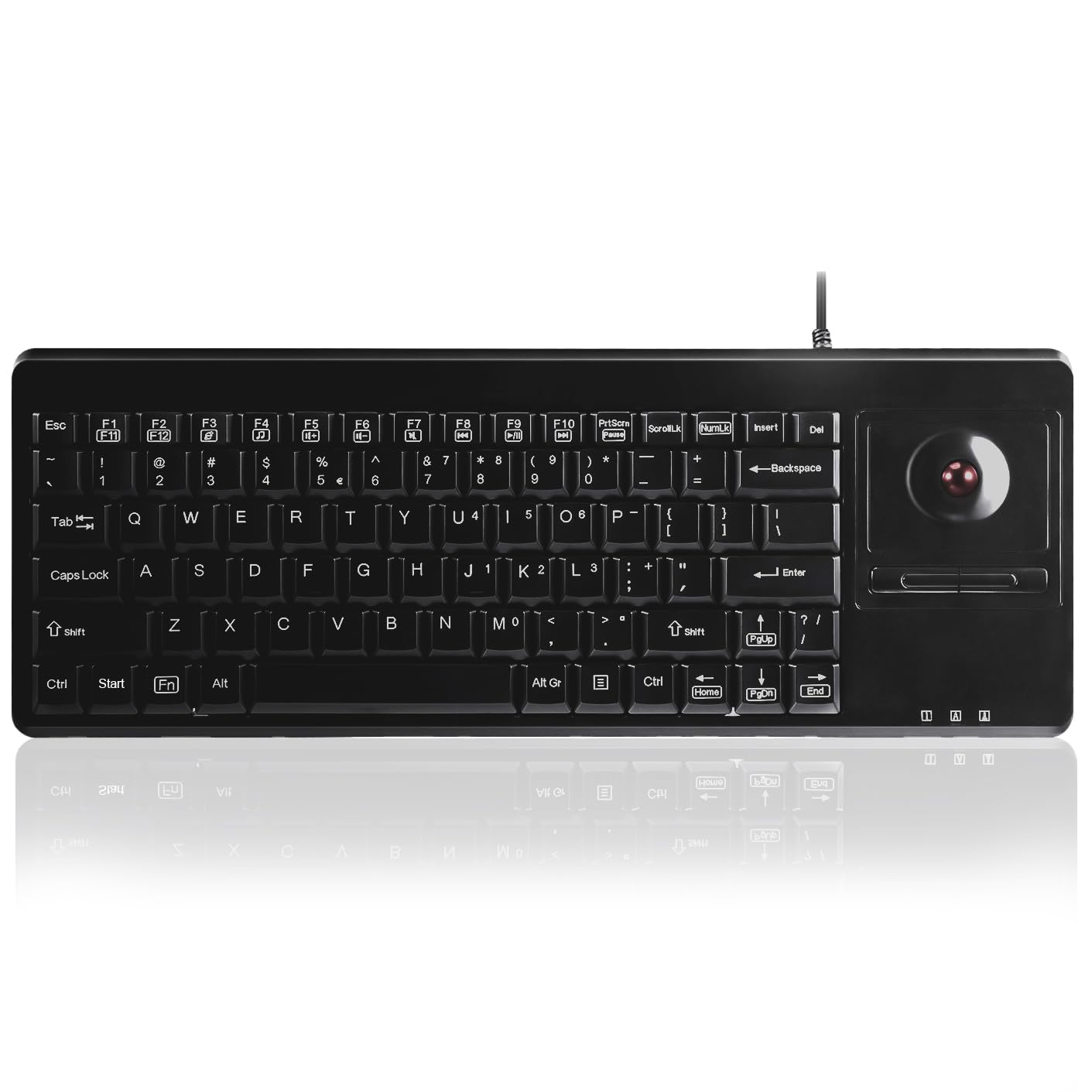 Perixx PERIBOARD-514HPLUS Wired Keyboard with Trackball - 2 Hubs -370x138x29 mm - US English Layout