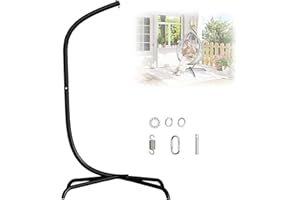 Noliven Hanging Egg Chair Stand Only, Heavy Duty Steel Egg Chair C Stand, 330lbs Weight Capacity, Hanging Swing Chair C-Stand
