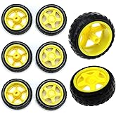 ThtRht 8 Pack TT Motor Wheels Replacement Smart Car Robot Wheel Tyres 1:48 Model Gear Spare Parts for Gearbox RC Chasis Ardui