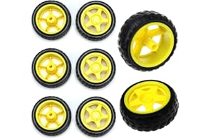 ThtRht 8 Pack TT Motor Wheels Replacement Smart Car Robot Wheel Tyres 1:48 Model Gear Spare Parts for Gearbox RC Chasis Arduino DIY Kit Remote Control Cars Rubber Tire