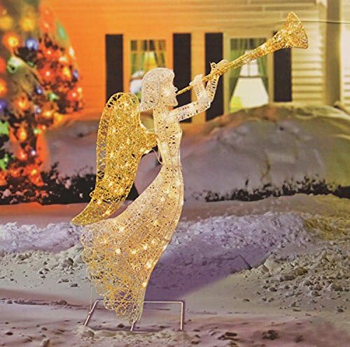 By PENN 48" Glittered Trumpeting Angel Lighted Christmas Yard Art Decoration